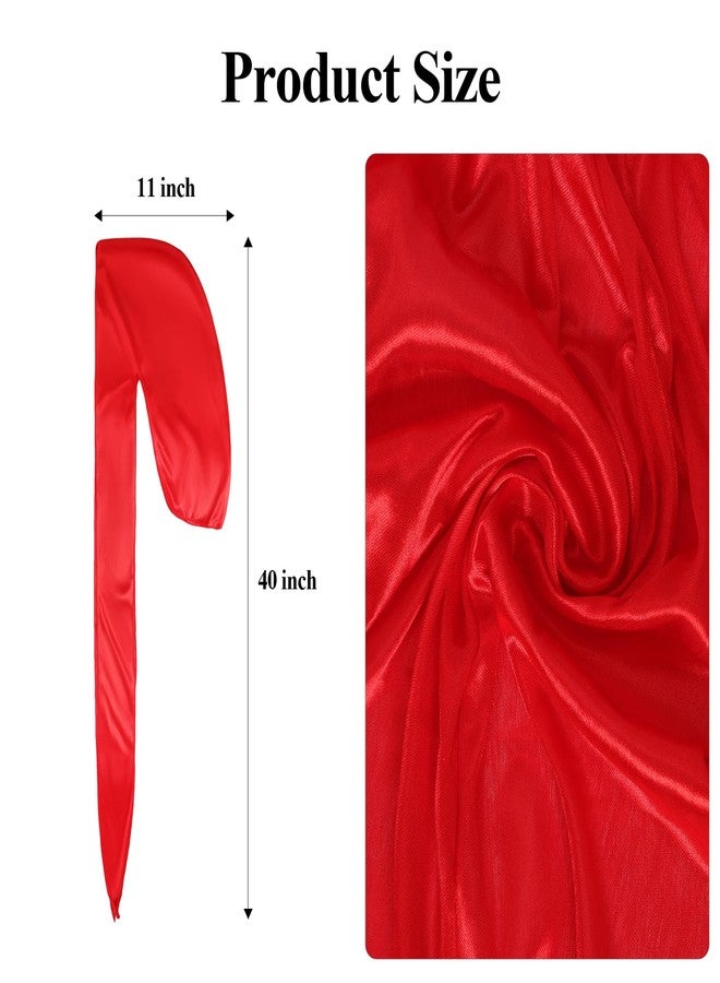 Hftjtsa 10 Pcs Silk Durags Long Tail Durag Wave Headwraps Wide Straps Satin Doo Rag Men Women 10 Colors - Image 2
